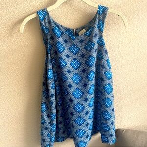 Blue Patterned Sleeveless Top